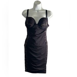 Maidenform Elegant Black Lace Slip Dress with Built in bra, 36B